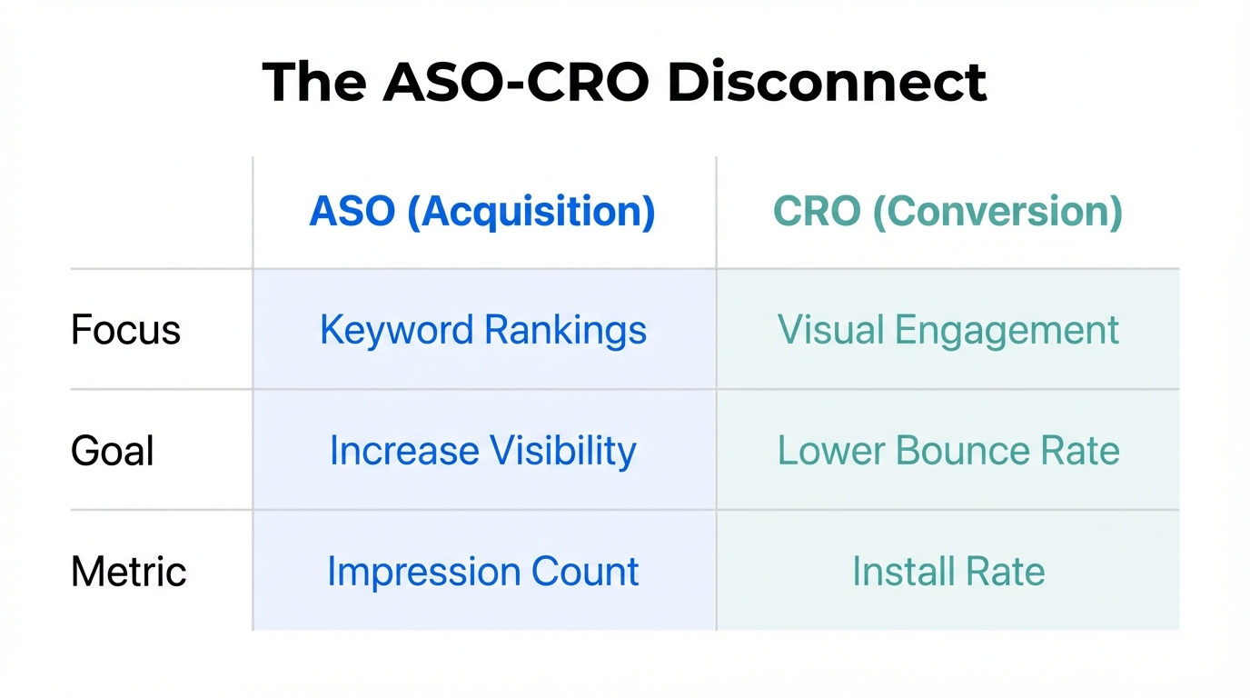 A comparison table showing the different objectives of ASO and CRO.
