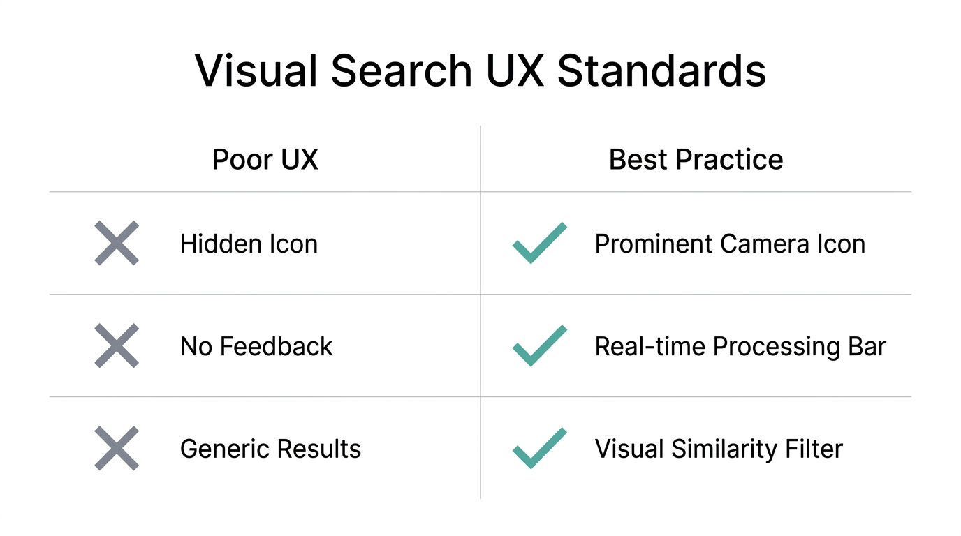 Comparison of poor versus optimized UX for visual commerce.