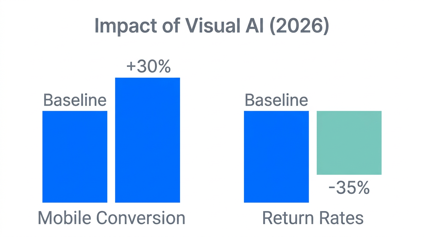 Projected improvements in conversion and return rates using visual AI.