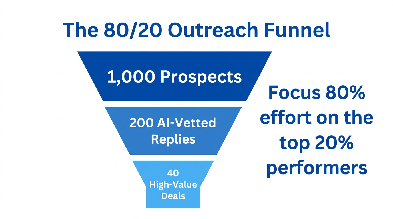 Efficiency funnel showing how automation filters for top-performing creators.