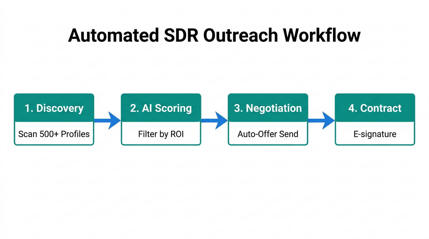 The four-step SDR workflow for automated creator relationship management.