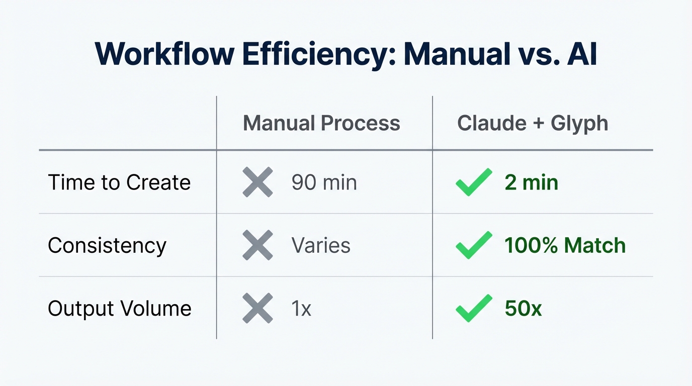 Efficiency comparison between manual design and AI-driven automation.