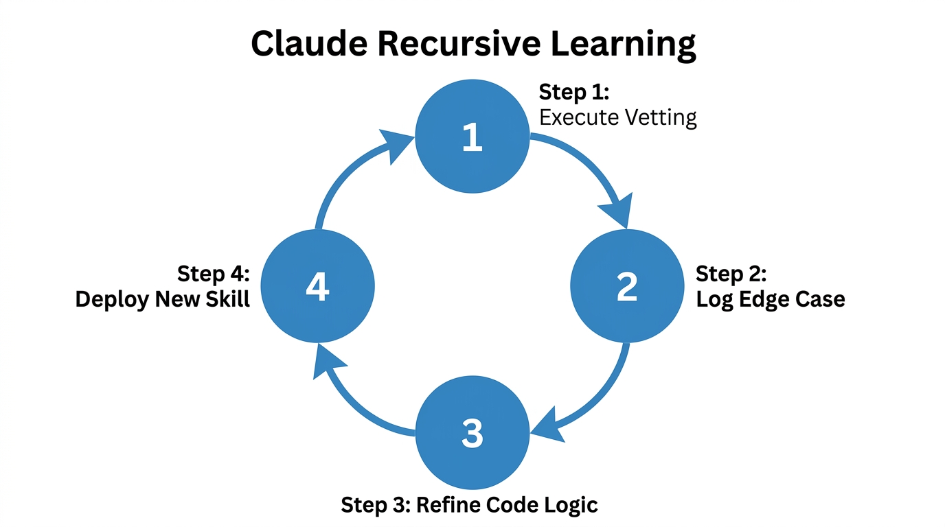 Visualizing the recursive skill loop that improves agent accuracy over time.