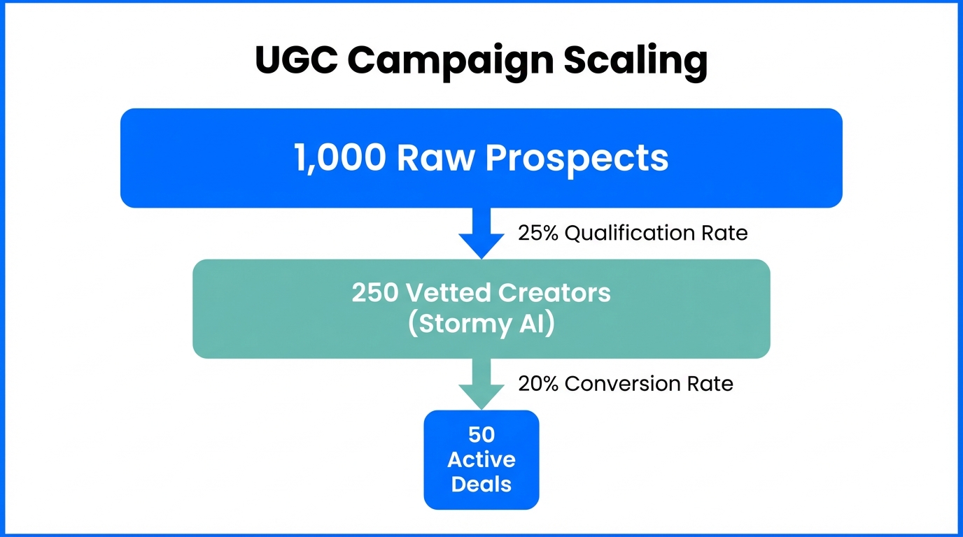 Campaign conversion funnel showing scale through automated qualification.