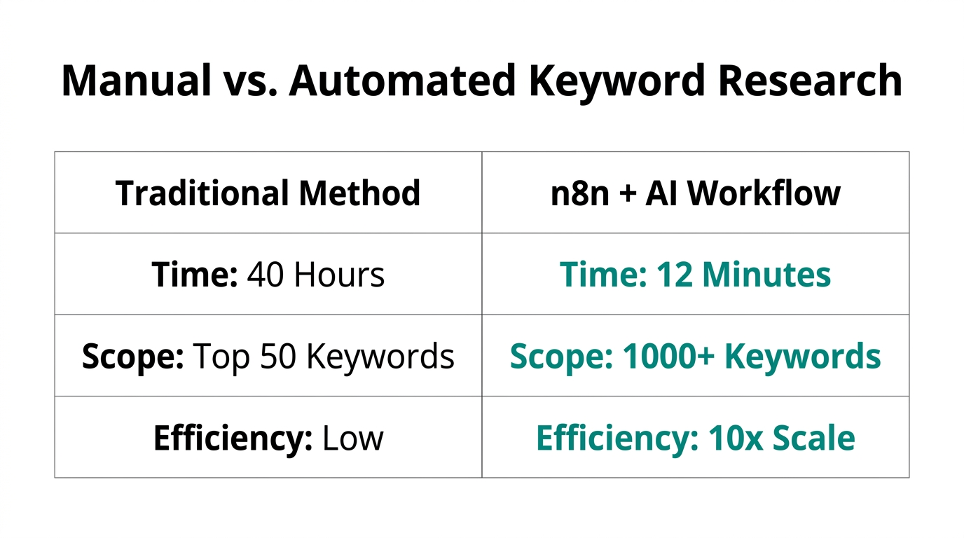 Comparison of productivity gains between manual and AI-automated research.
