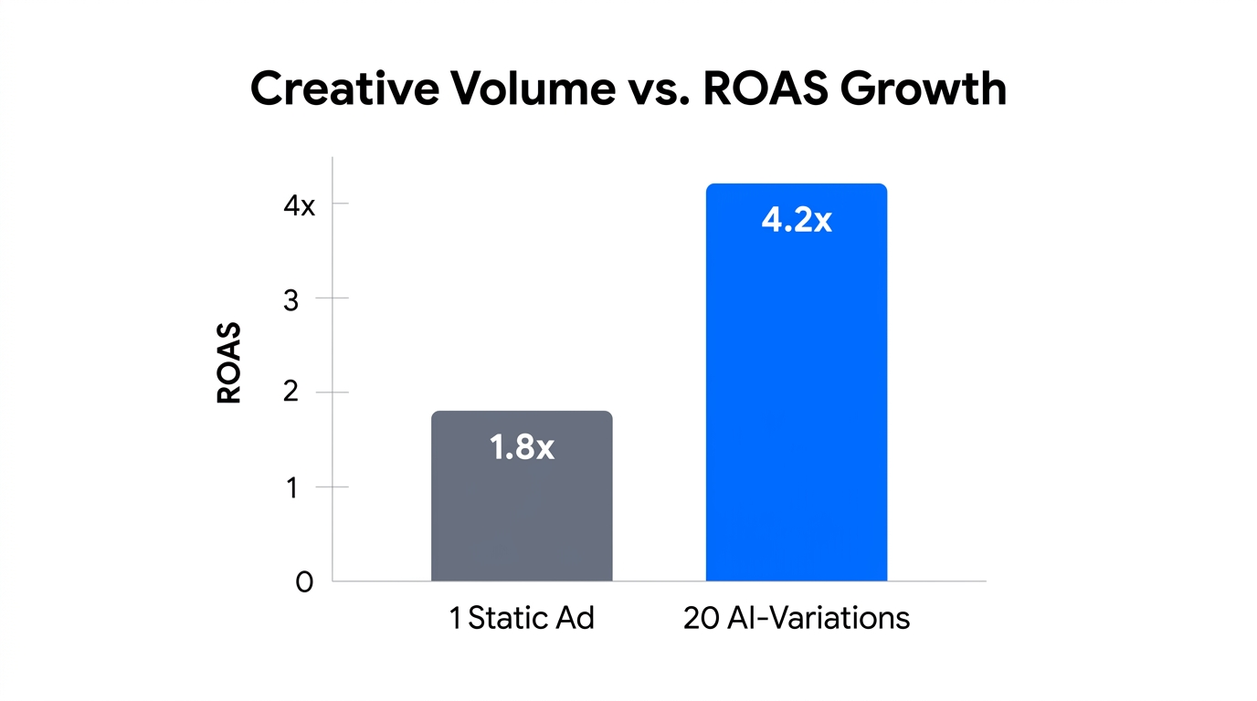Impact of creative volume on return on ad spend.