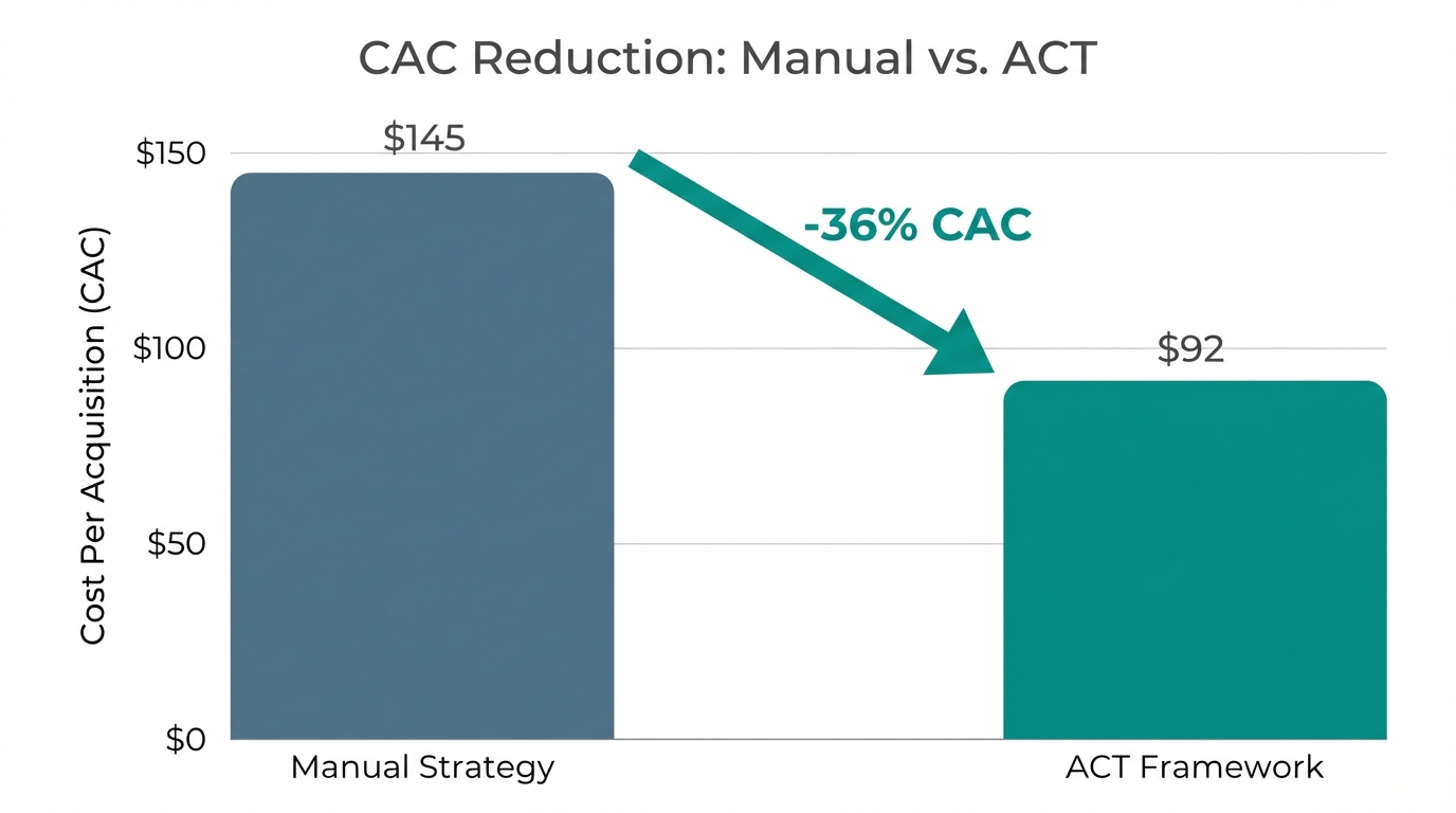 Data visualization showing the reduction in CAC after implementing ACT.