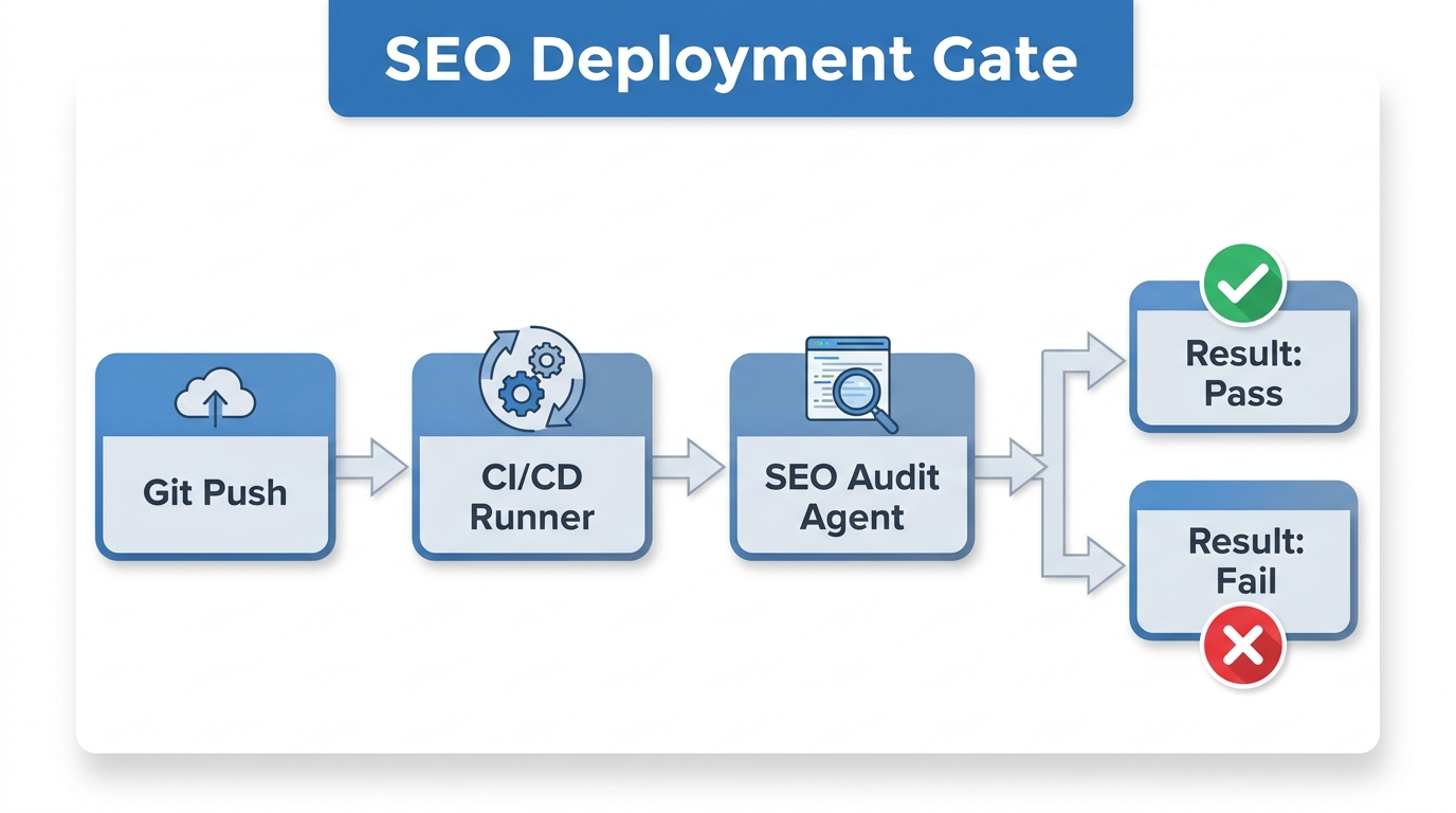 Integration of automated SEO checks within a CI/CD deployment pipeline.