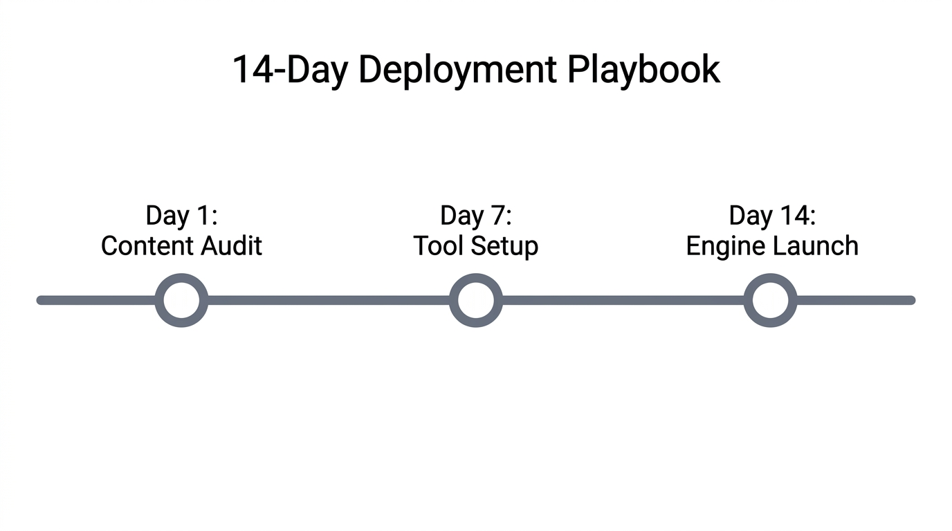 Three-stage timeline for launching an automated content engine