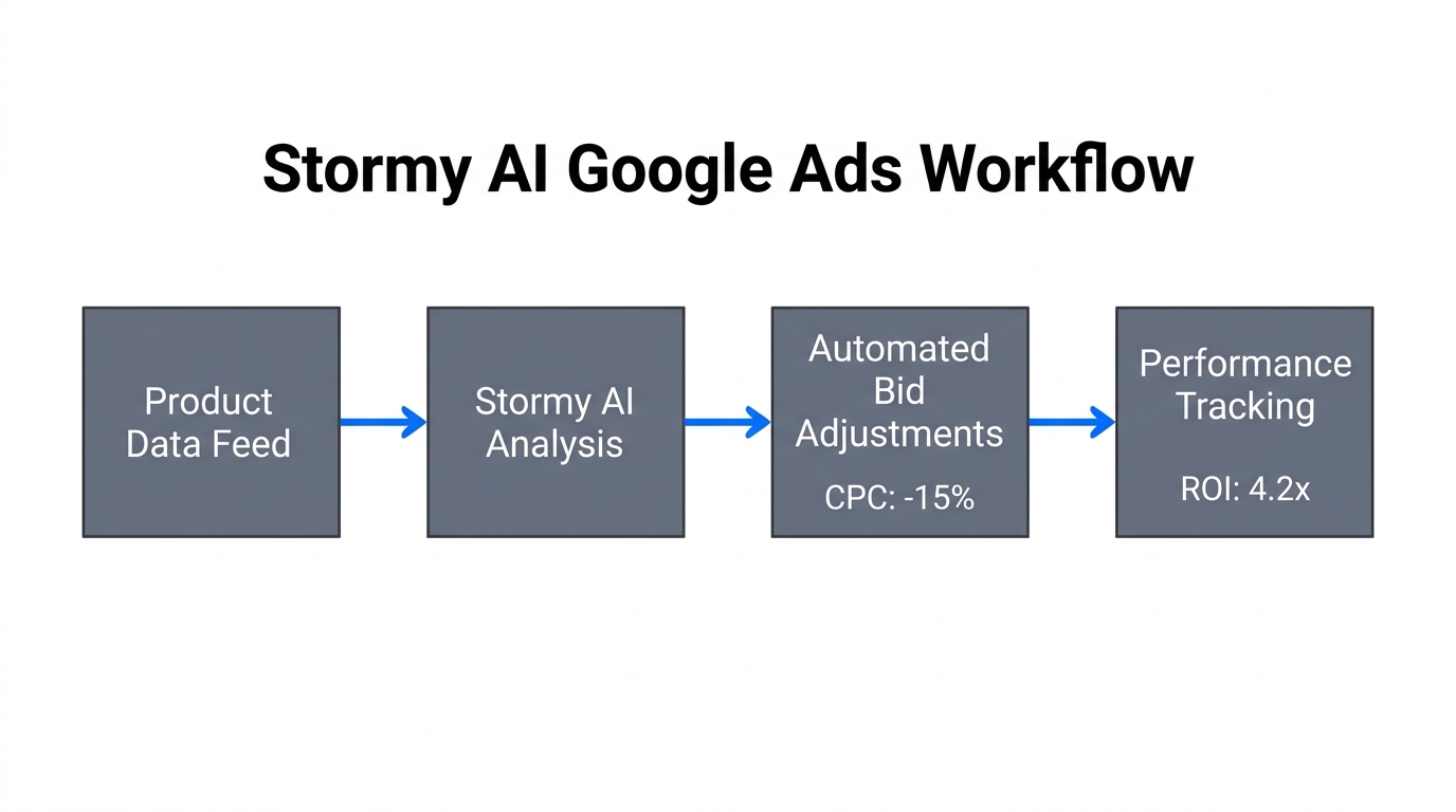 How Stormy AI automates Google Ads bidding and optimization.
