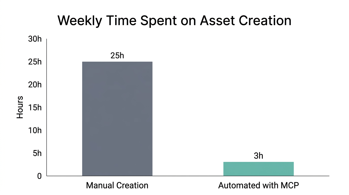 Comparison of time efficiency between manual and automated asset generation.