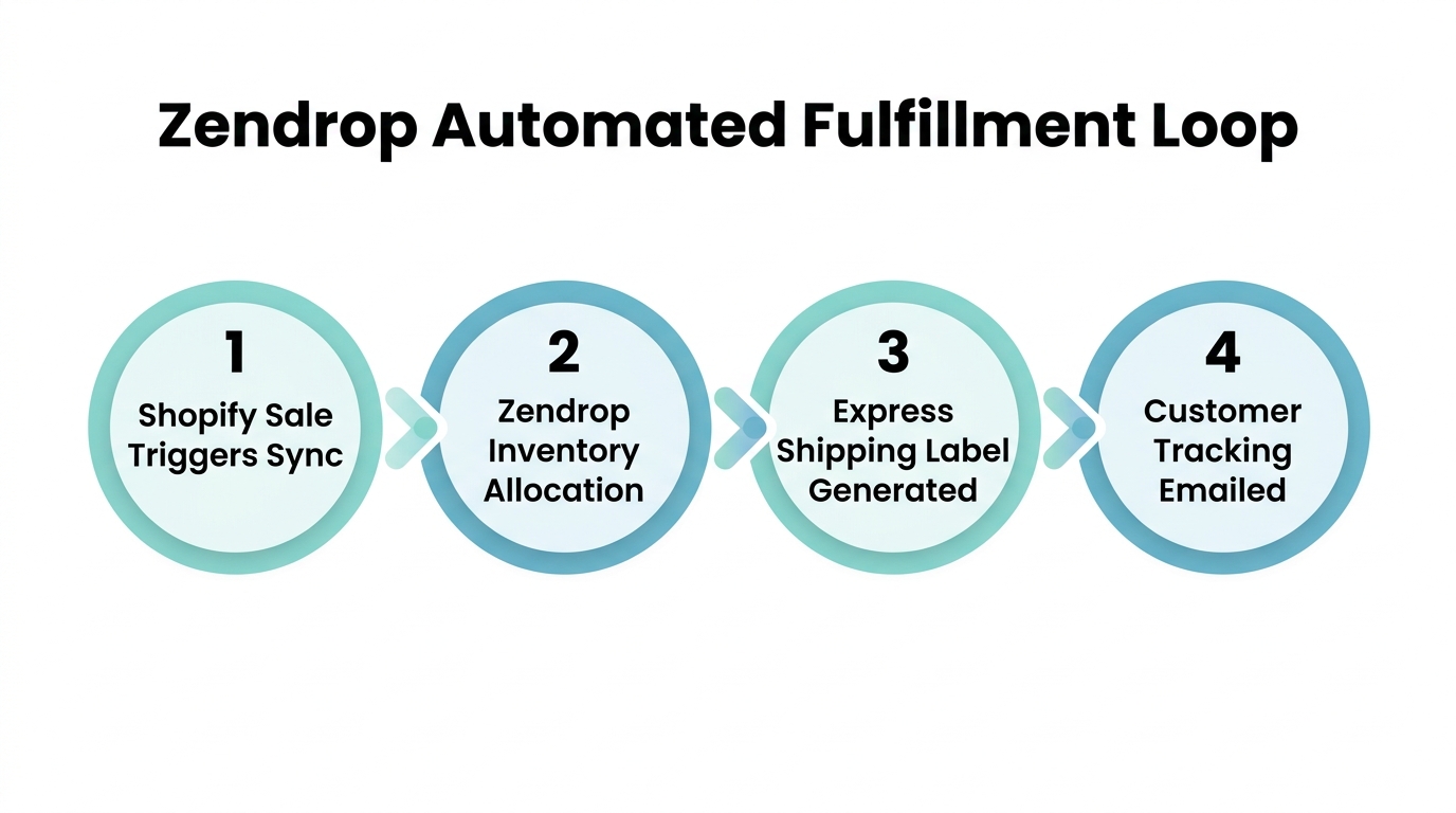 Automated order fulfillment and tracking sync via Zendrop.