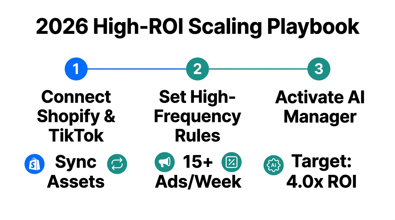Three-step roadmap for scaling Shopify stores with automated ads.