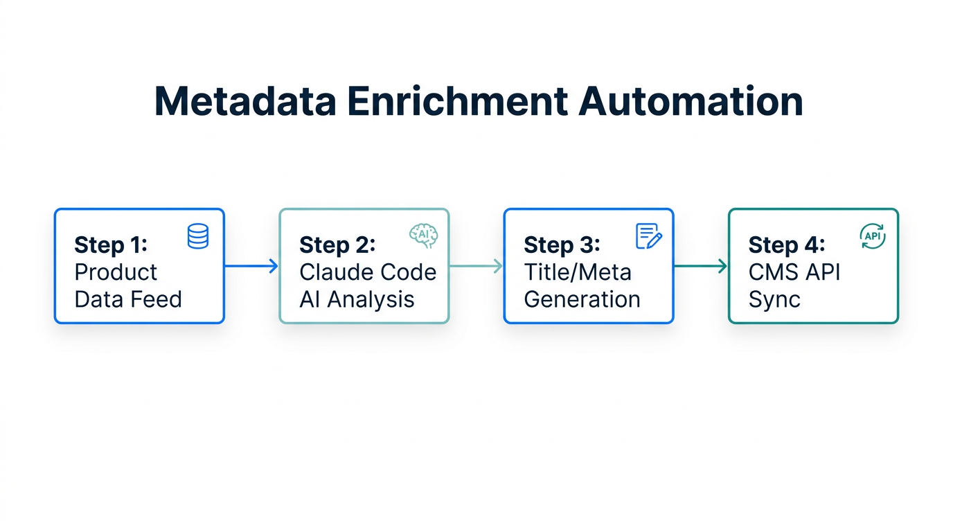 Automated workflow for enriching ecommerce metadata using Claude Code.
