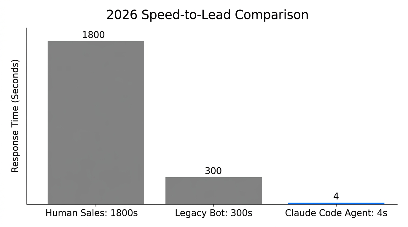Comparison of lead response times: Human vs. Legacy vs. Agentic.