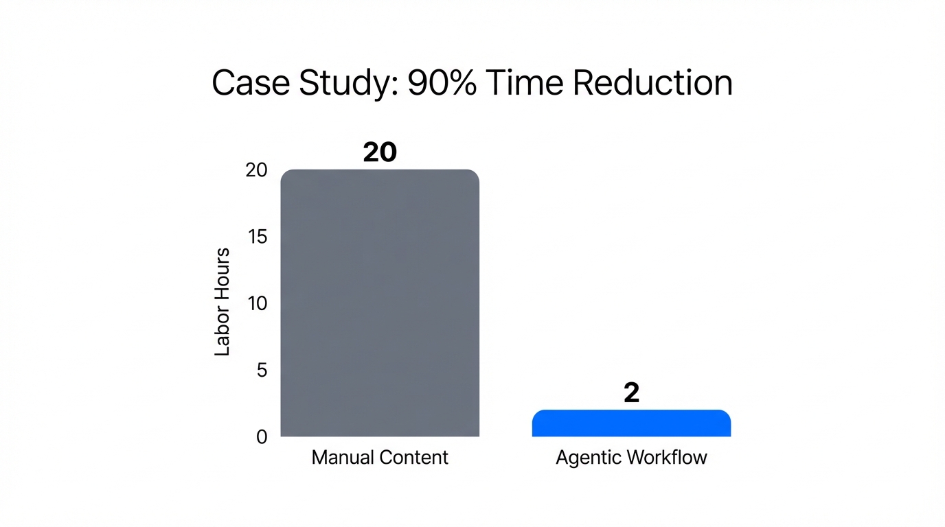 Efficiency comparison between manual and autonomous content workflows.