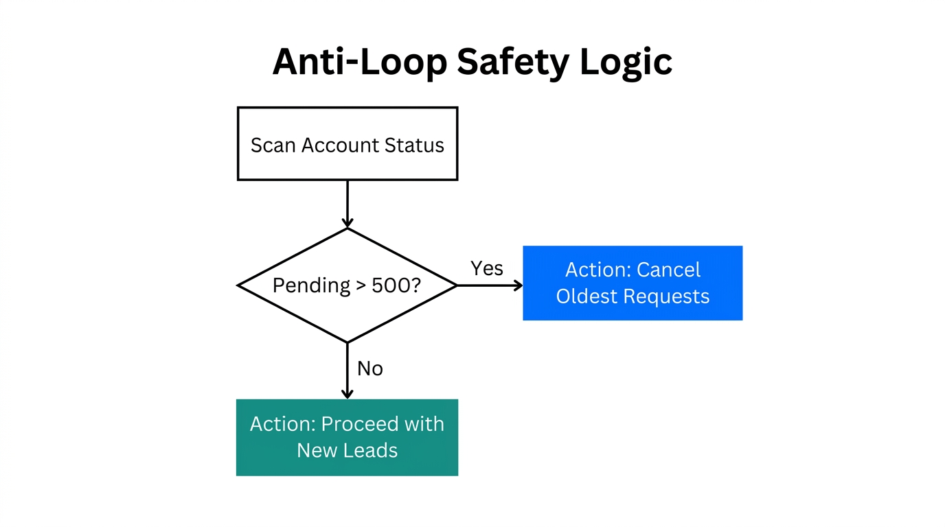 Automated workflow for managing pending requests to avoid detection.