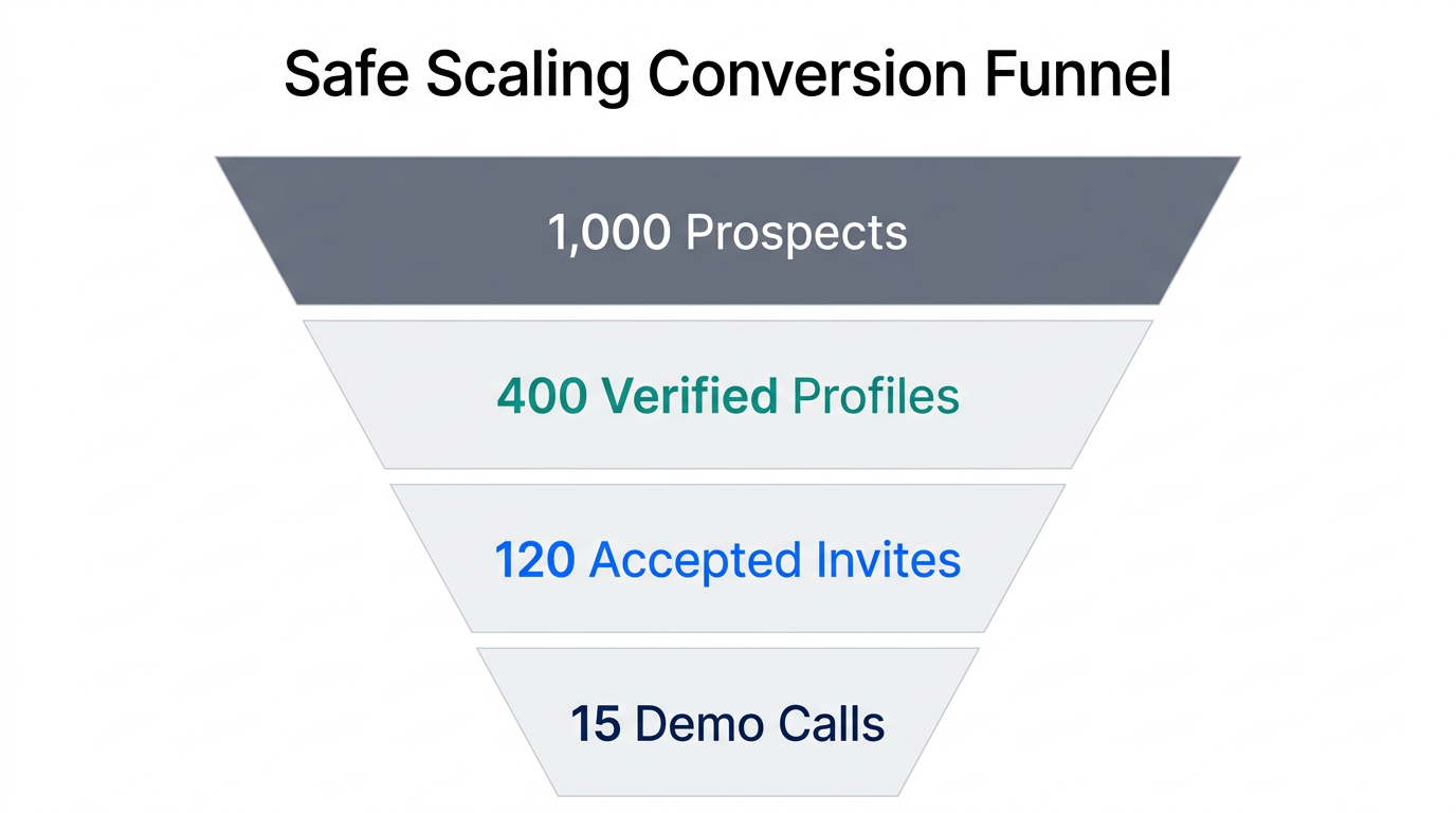 Expected conversion metrics when scaling outreach using safe protocols.