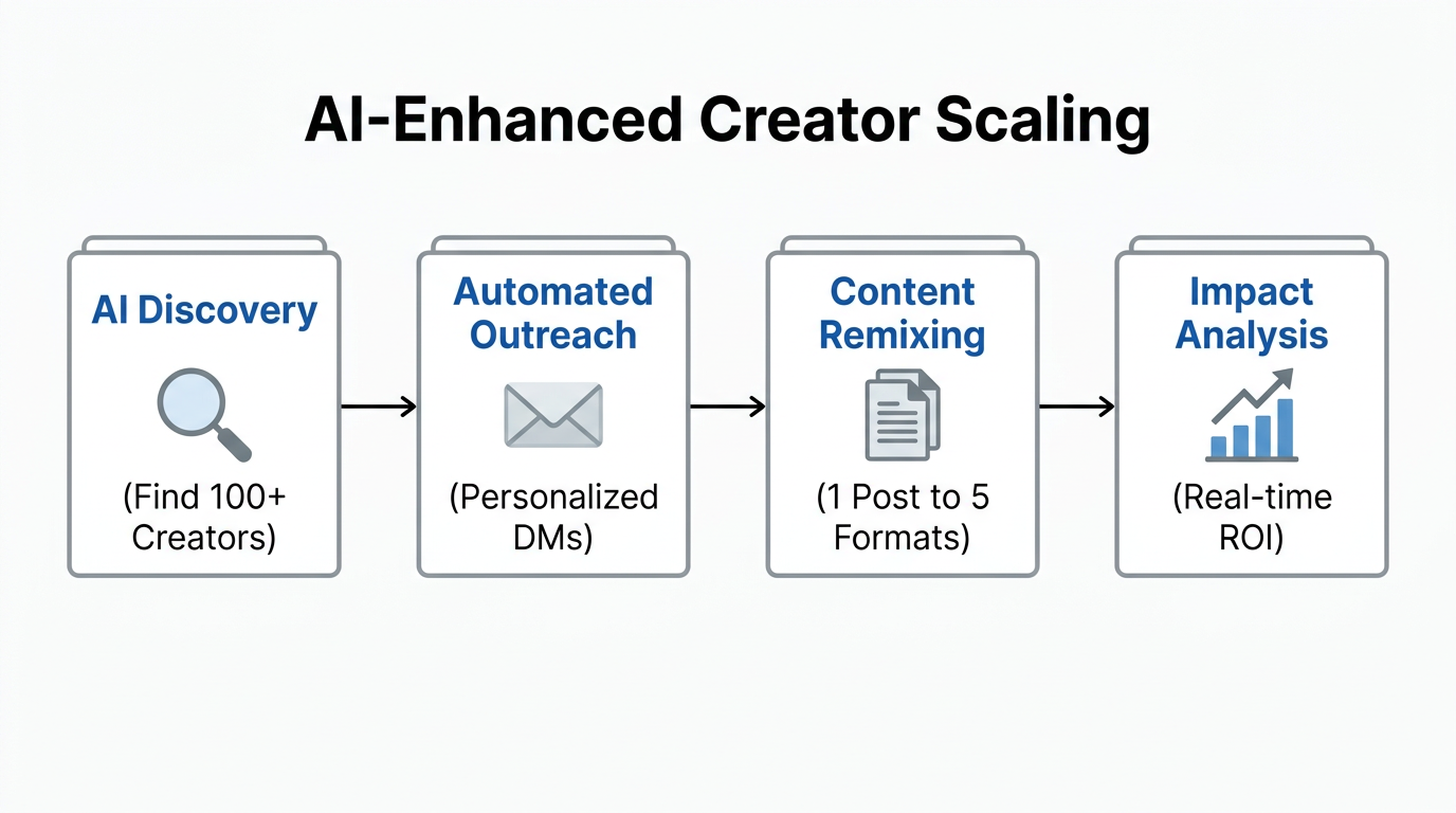 Workflow for using AI to scale B2B influencer operations.