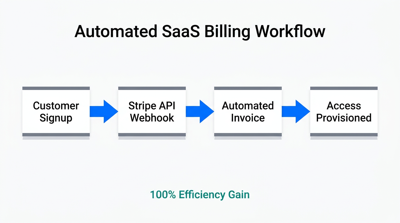Automated billing and provisioning workflow using Stripe for scalability.