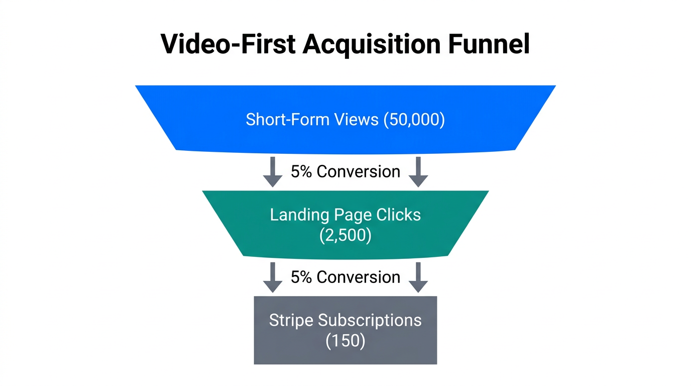 Conversion metrics from video discovery to paid subscription.
