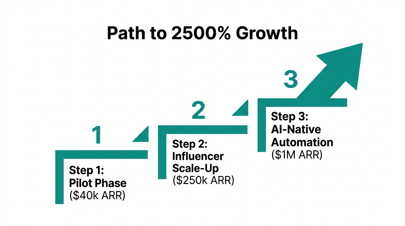 The three-stage growth roadmap from startup to $1M ARR.