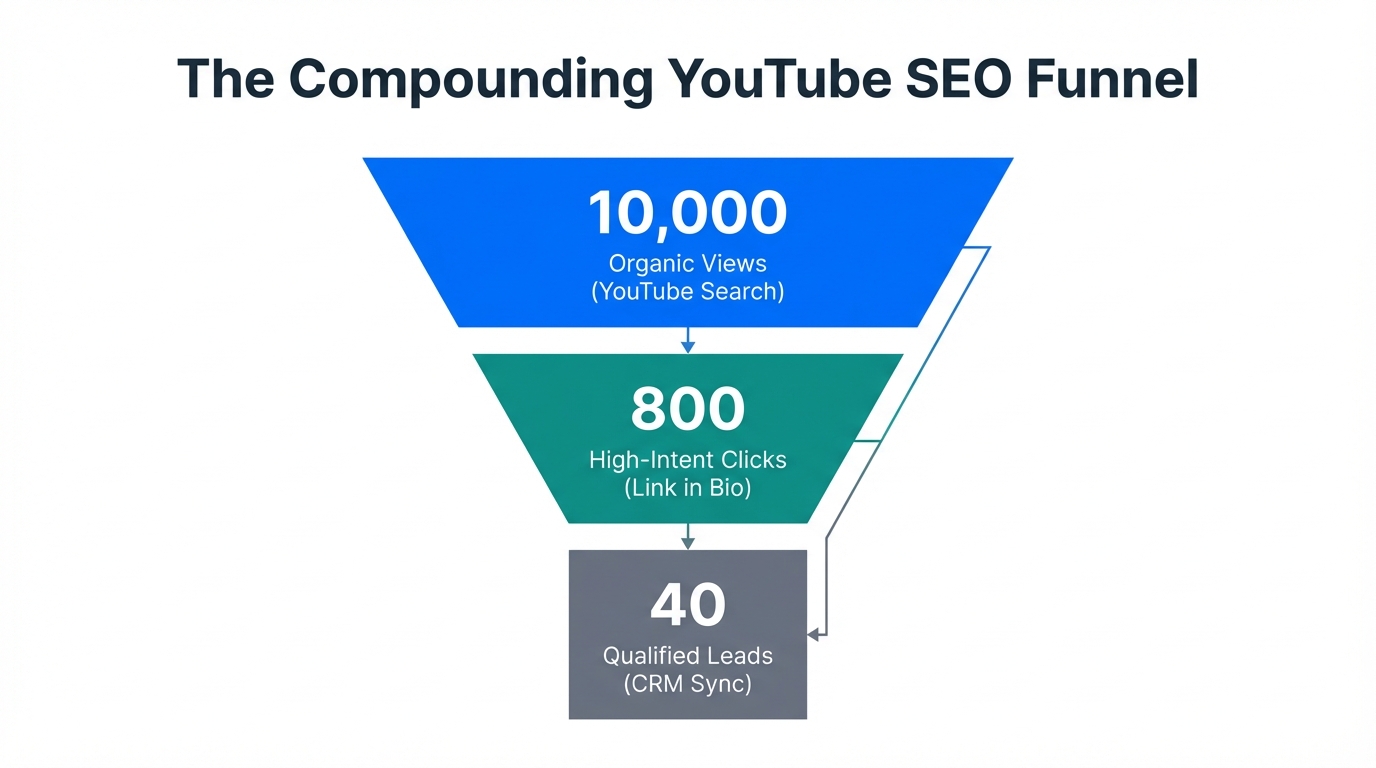 The journey from organic YouTube search views to qualified business leads.