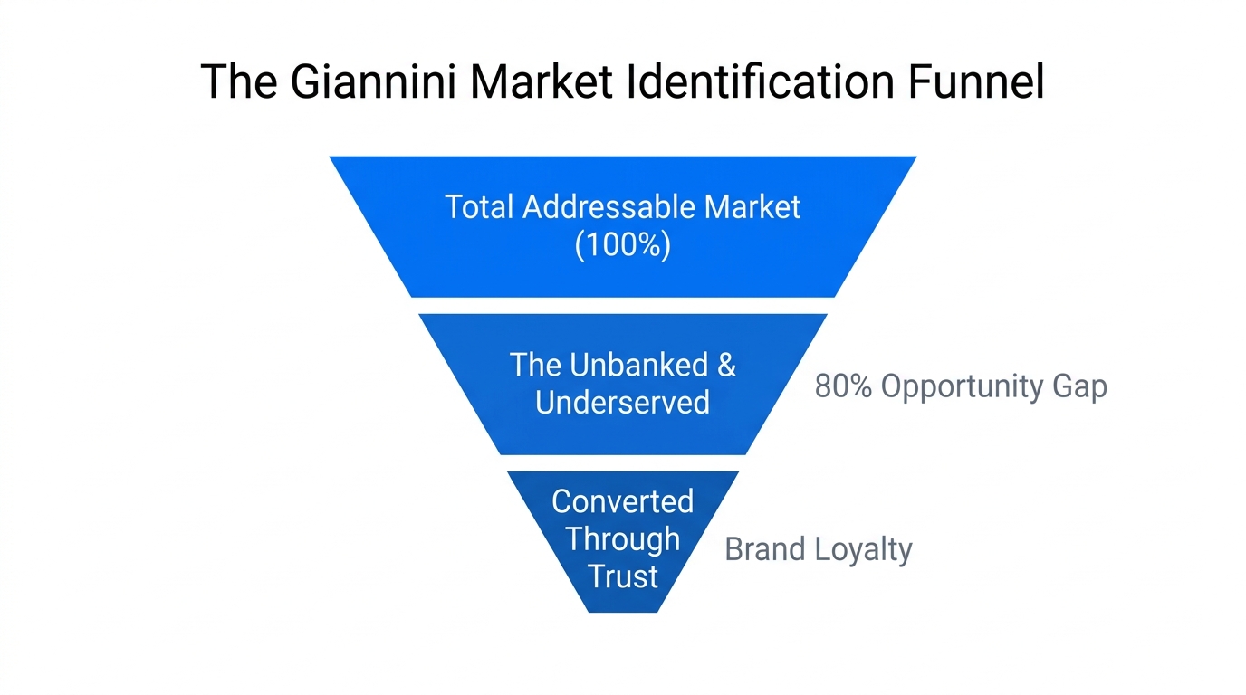 Market funnel identifying the growth potential of underserved customer segments.