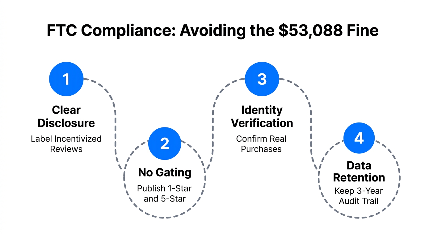 Four essential steps to maintain FTC compliance for product reviews.