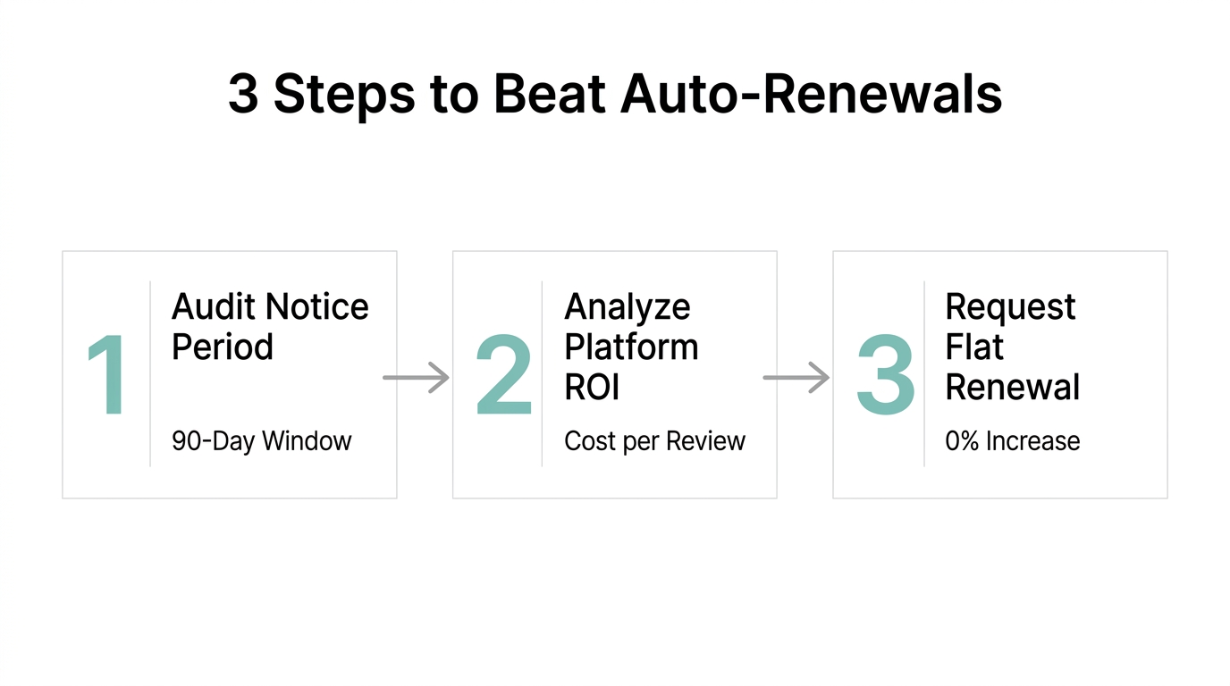 A strategic three-step process for negotiating review platform contracts.