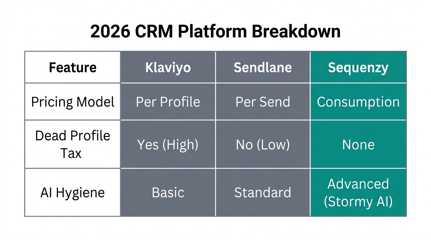 Feature and pricing model comparison between top 2026 CRM platforms.