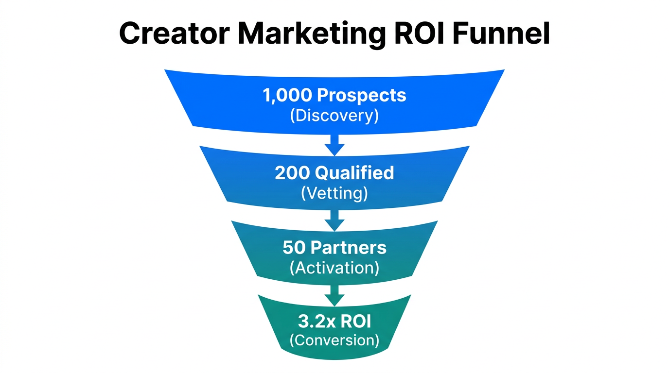 Campaign funnel illustrating the conversion path from discovery to ROI.
