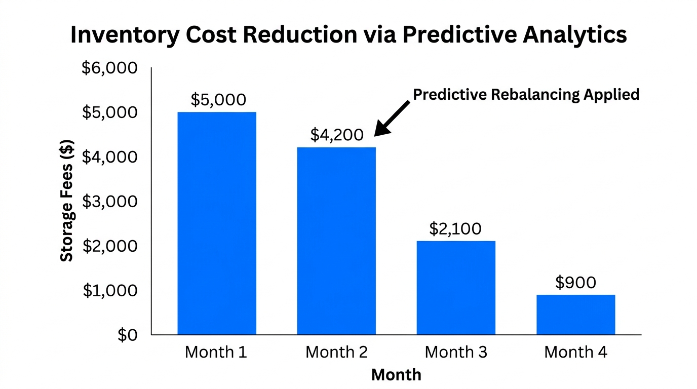 Impact of predictive analytics on reducing monthly aged inventory storage fees.