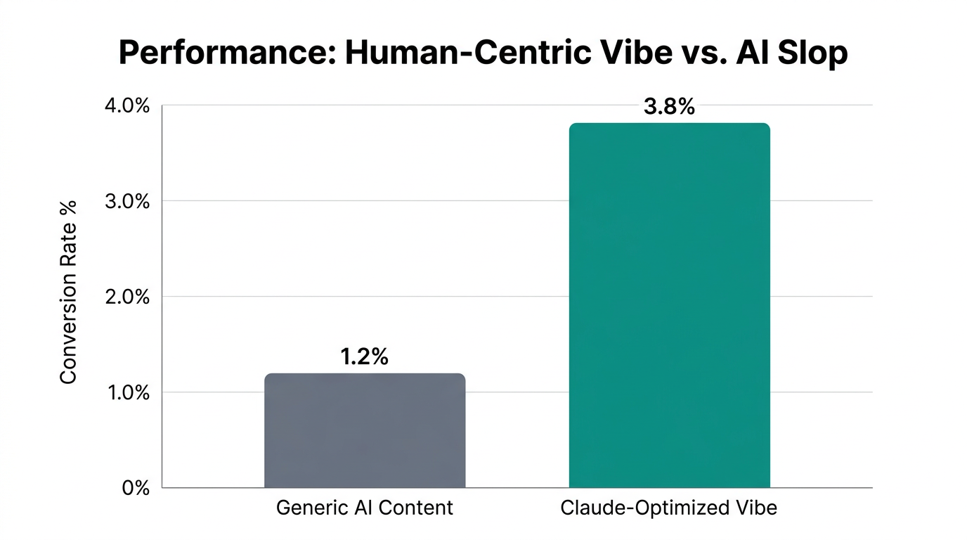 Conversion rate comparison between generic AI output and Claude's human-centric copy.