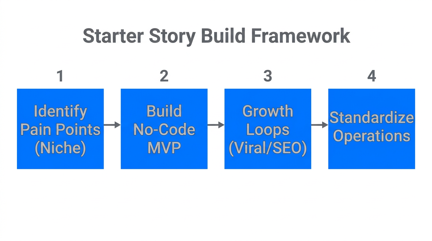 Four-step methodology for building a $1M faceless app.