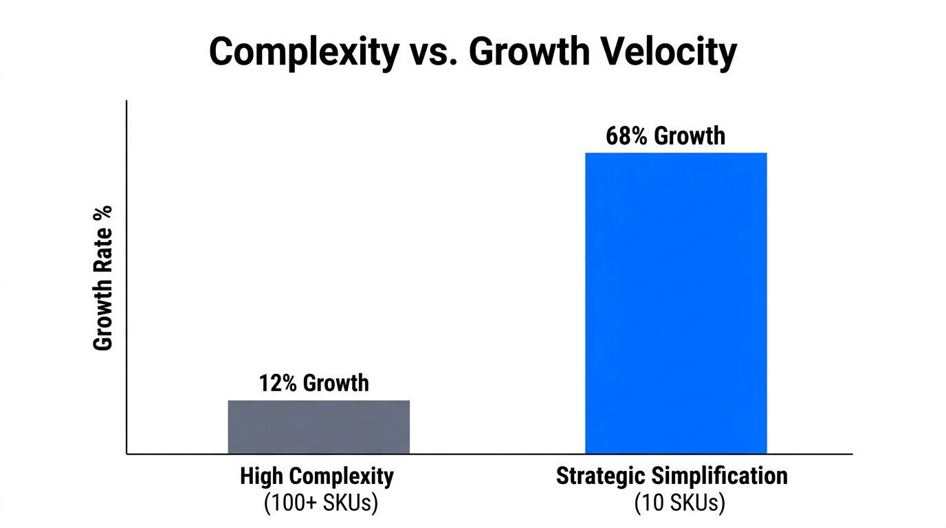 Data chart showing how product simplification correlates with higher growth.