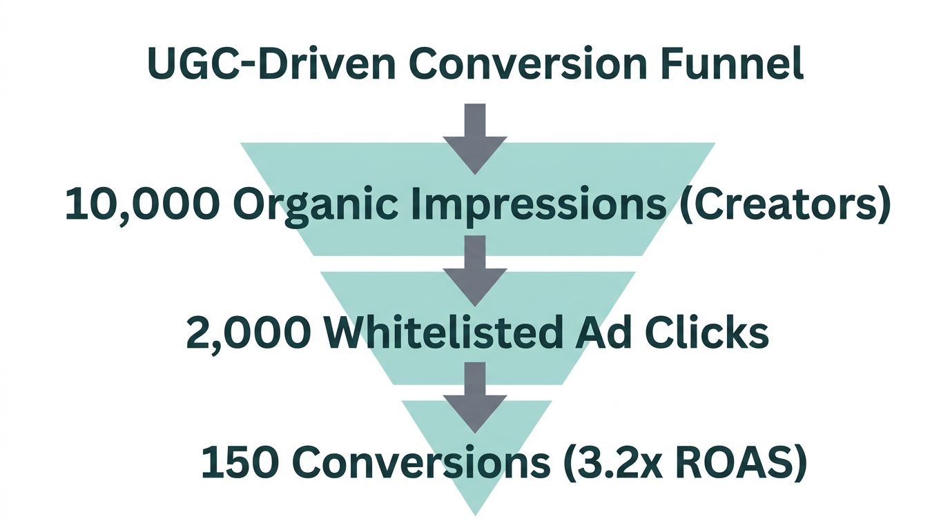 Growth funnel illustrating user-generated content performance metrics.
