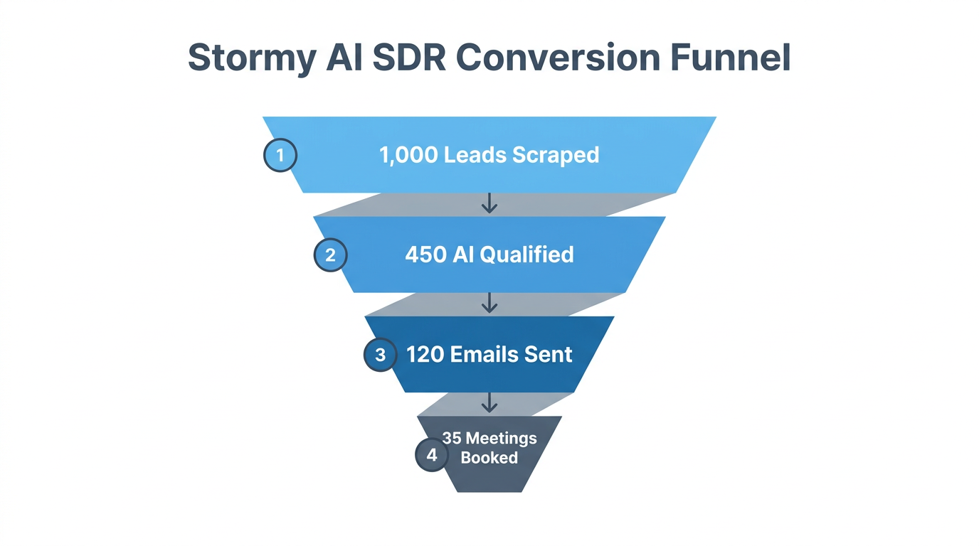 Conversion efficiency of Stormy AI's autonomous outreach process
