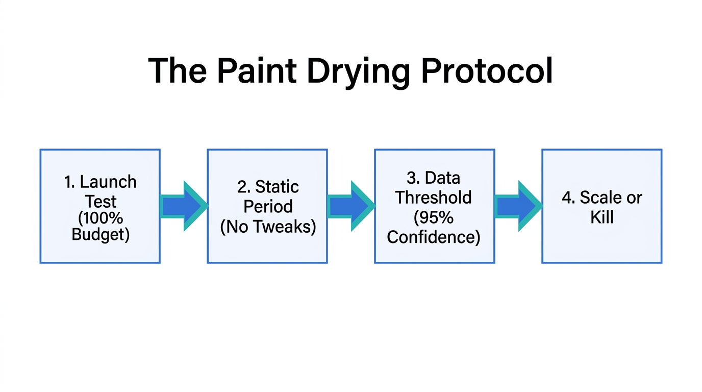 The four-step protocol for managing patient marketing experiment durations.