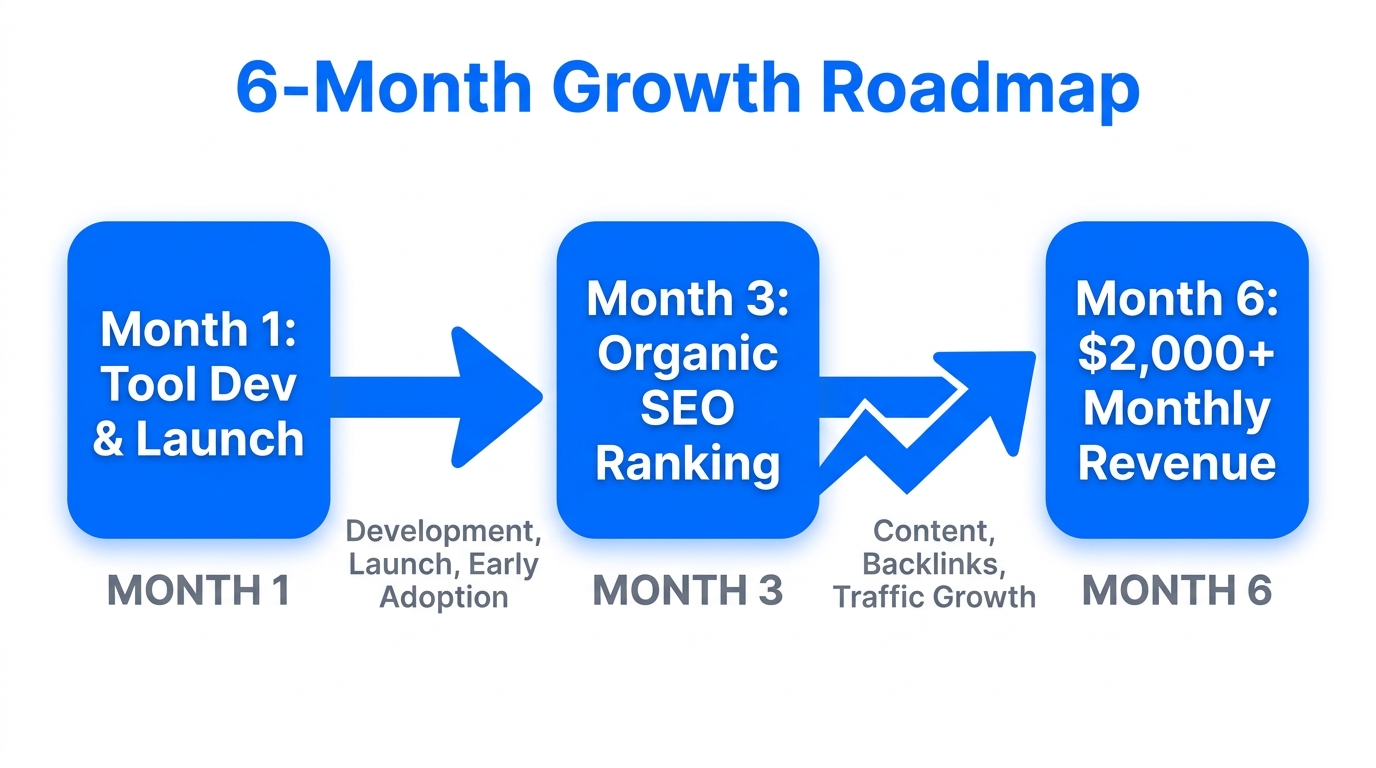 Projected growth timeline from initial launch to revenue scaling.
