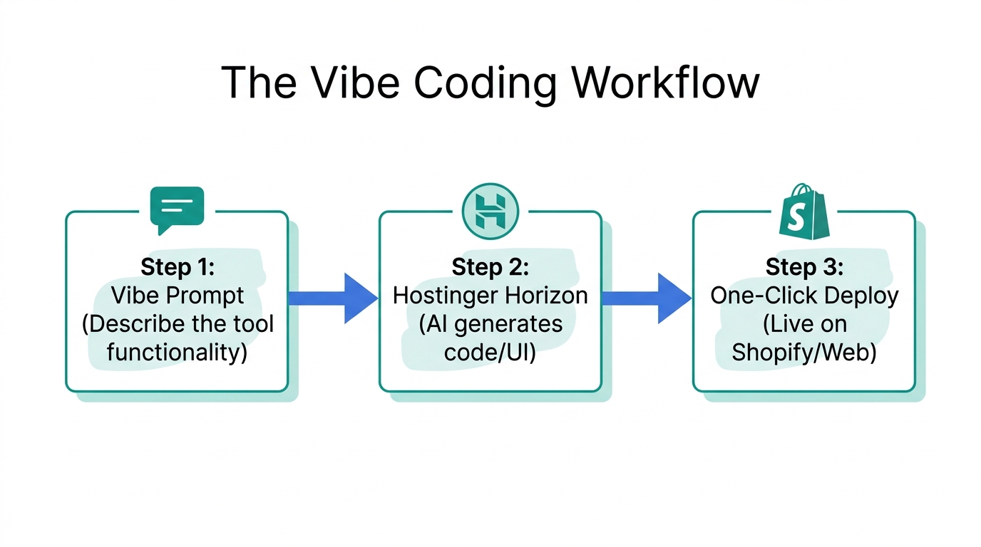 Step-by-step workflow for building tools with Hostinger Horizon.