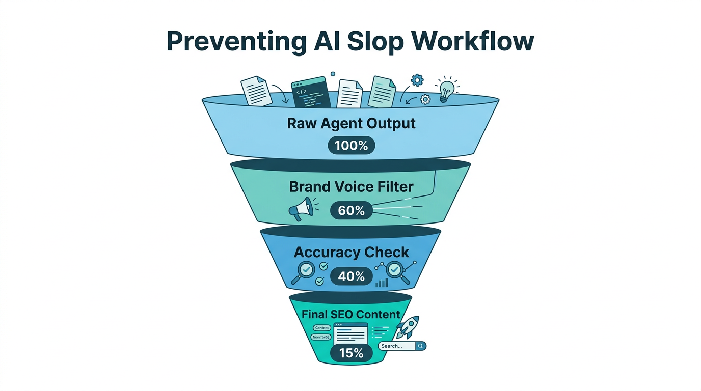 Quality control funnel for high-performance AI content.