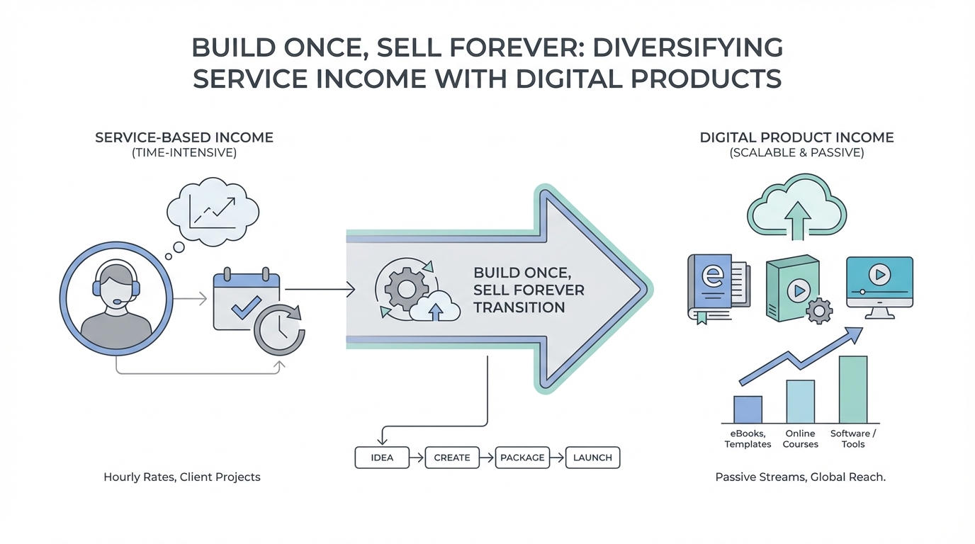 Build Once, Sell Forever: Diversifying Service Income with Digital Products