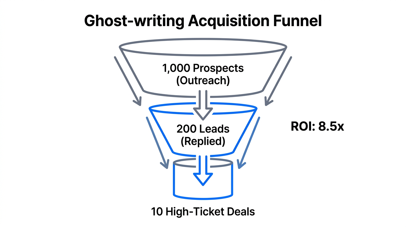 Sales funnel metrics for scaling ghost-writing services to $400k monthly.