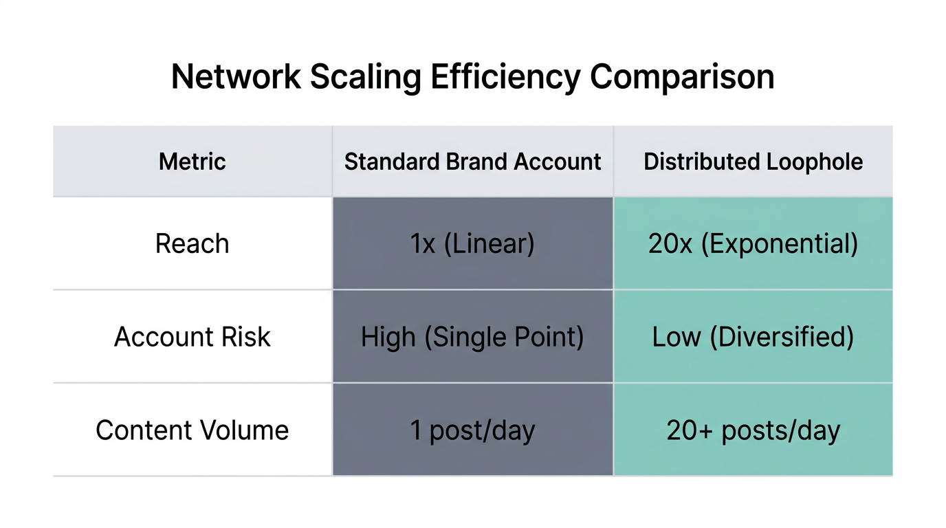 Comparison of single brand accounts versus the distributed account model.