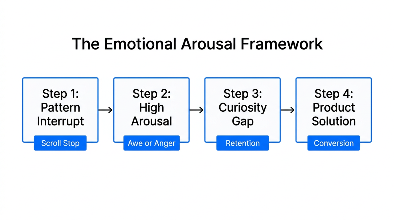 The four-step framework for creating high-arousal viral content.