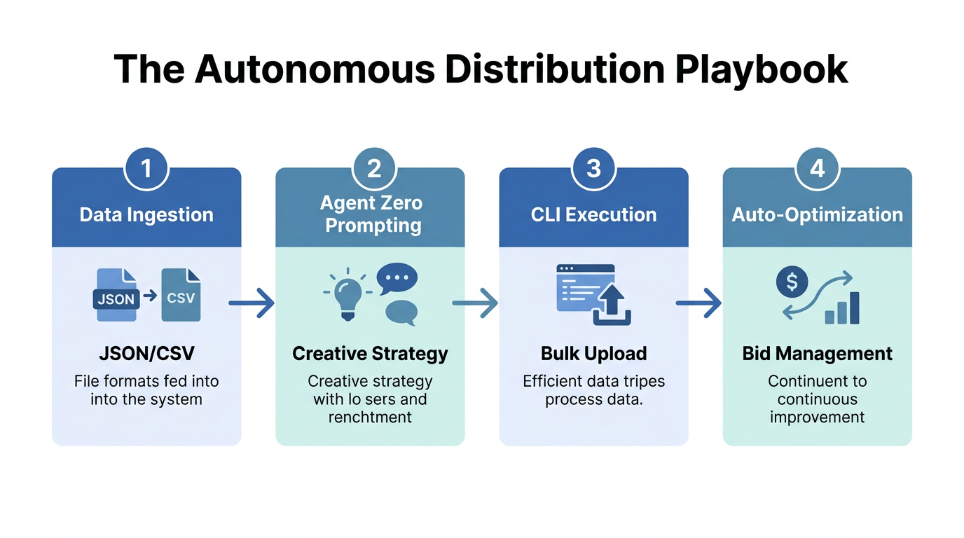 Four-step workflow for launching autonomous marketing campaigns.