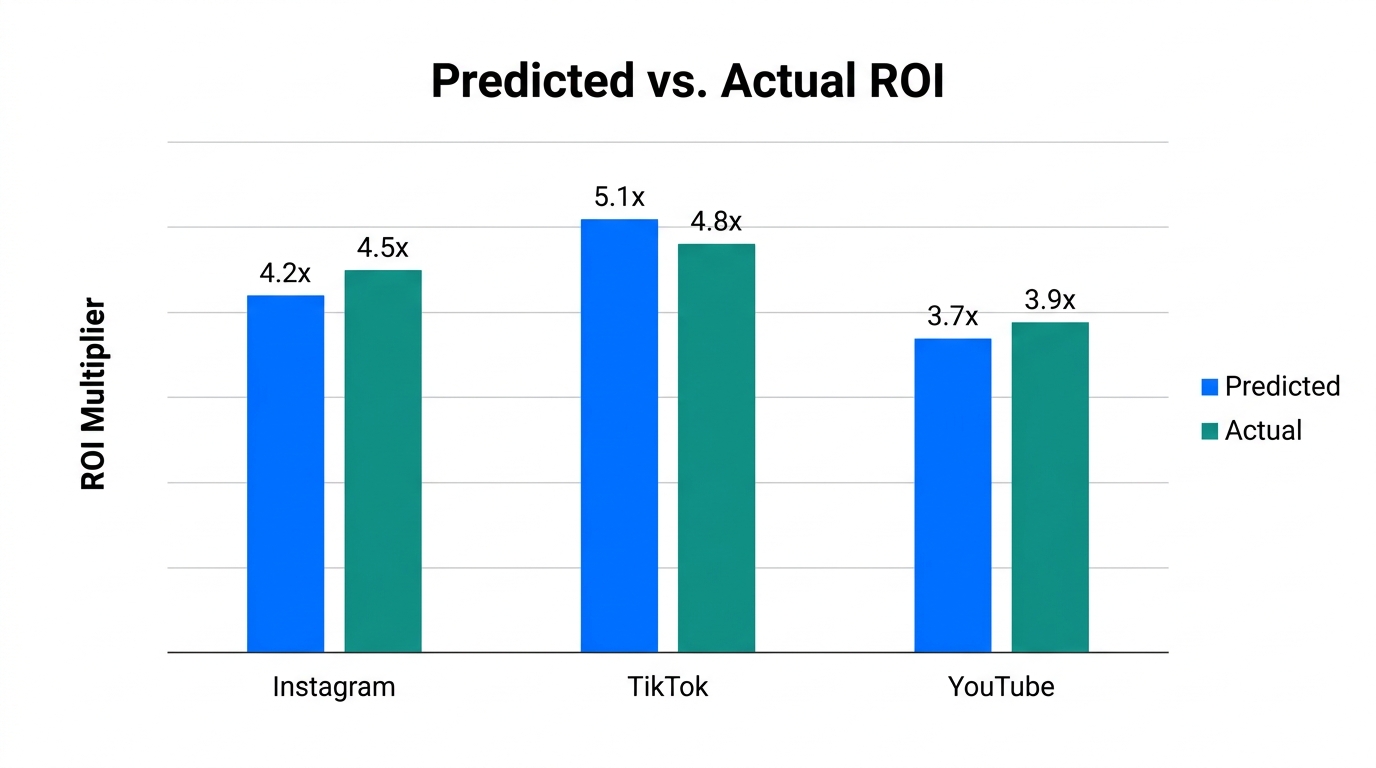 Comparison of AI-predicted ROI versus actual campaign performance.