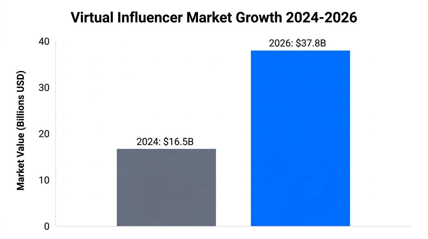 Projected growth of the virtual influencer market through 2026.