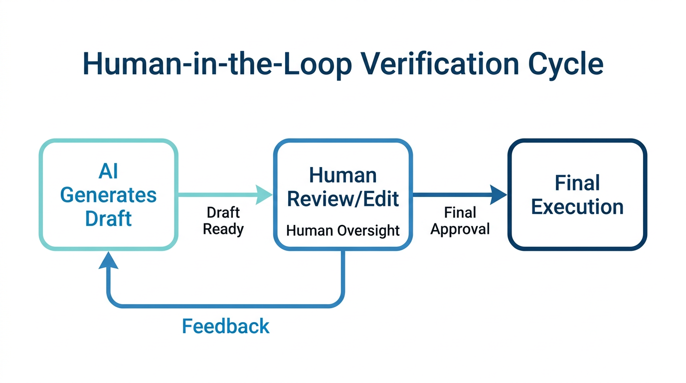 The collaborative process between AI automation and human oversight.